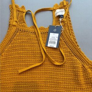 Crochet Tank Top in Mustard Yellow